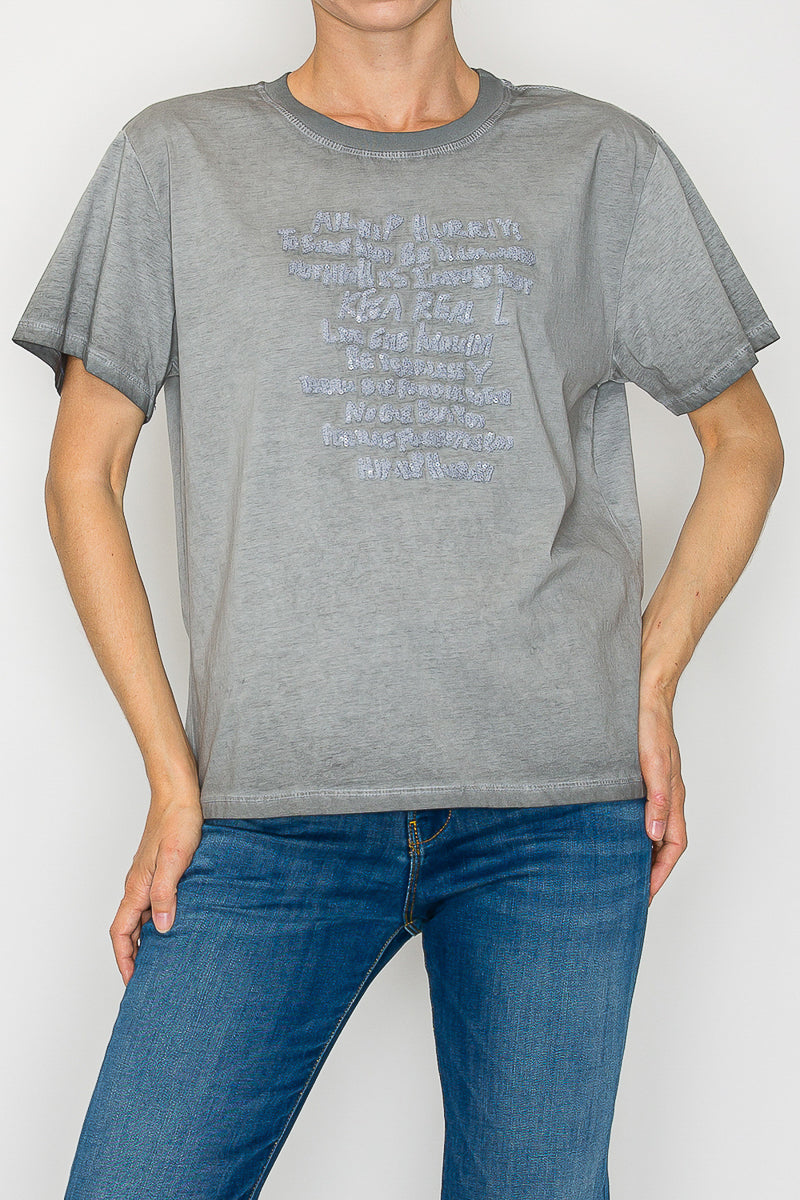 Faded Sparkle Script Tee