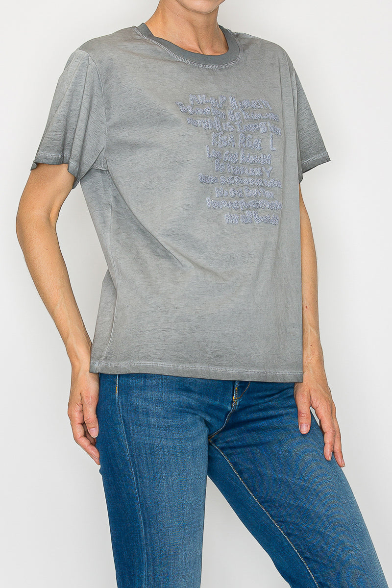 Faded Sparkle Script Tee