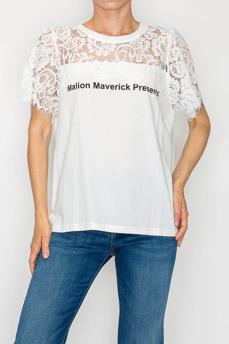 Lace Contrast Statement Tee